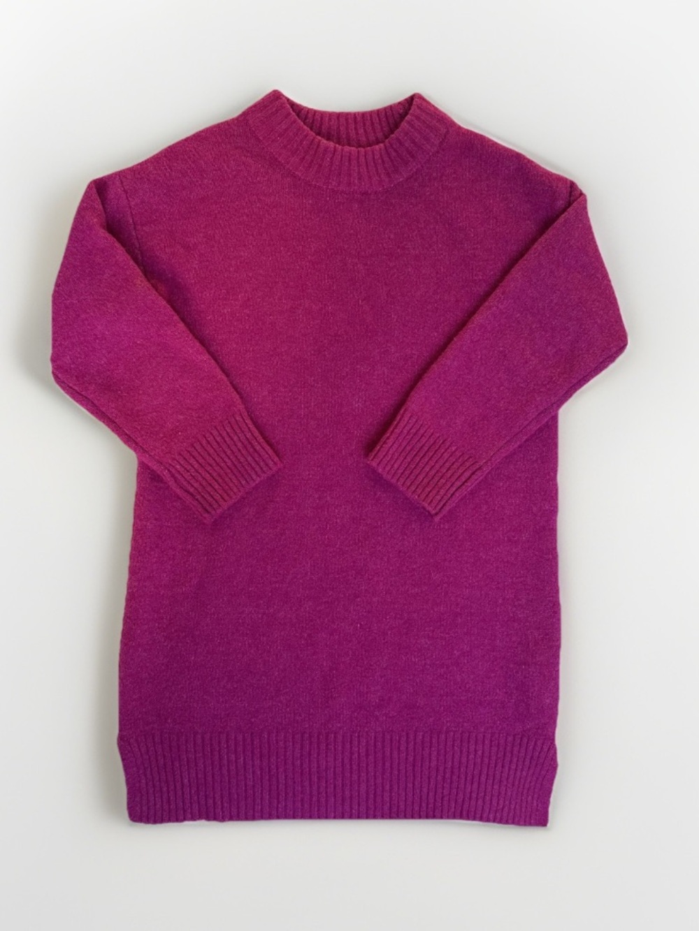 Zara Sweater Dress Long Sleeve Fuchsia Pink Girls Size 8-9 Mock Neck